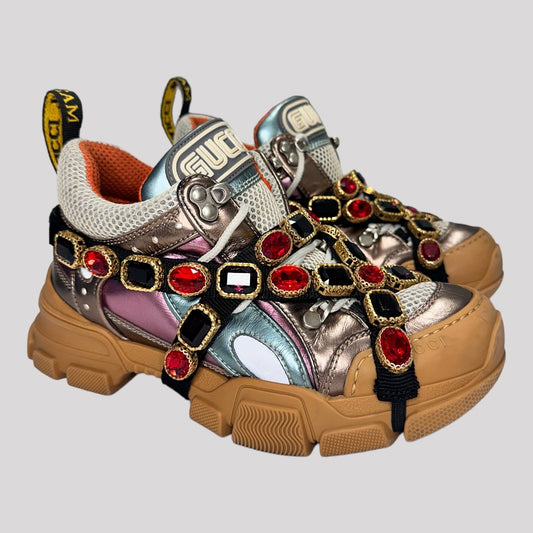 Gucci Flashtrek Removable Crystal Trainers Shoes