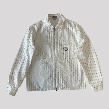 Dior CD Heart Logo Stripe Zip-Up Shirt Jacket