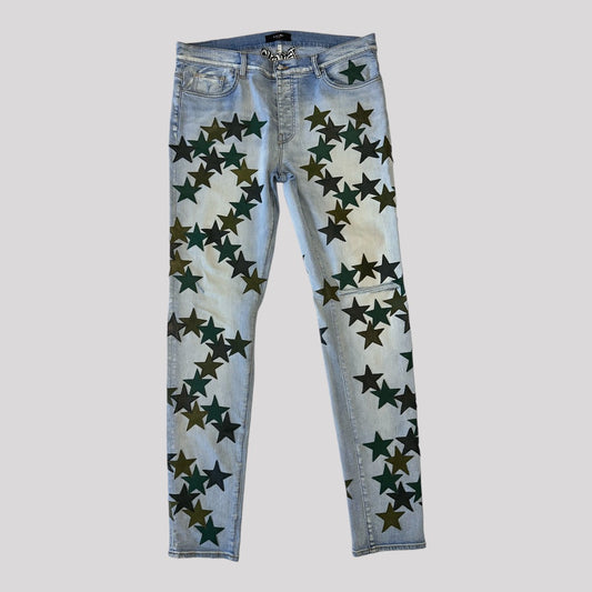 Amiri Chemist Stars Leather Jeans