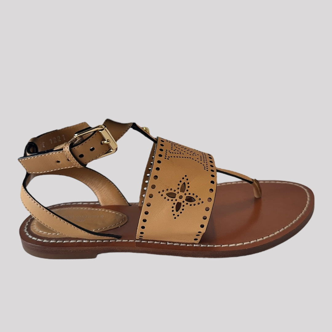 Louis Vuitton Calfskin Perforated Horizon Flat Sandals