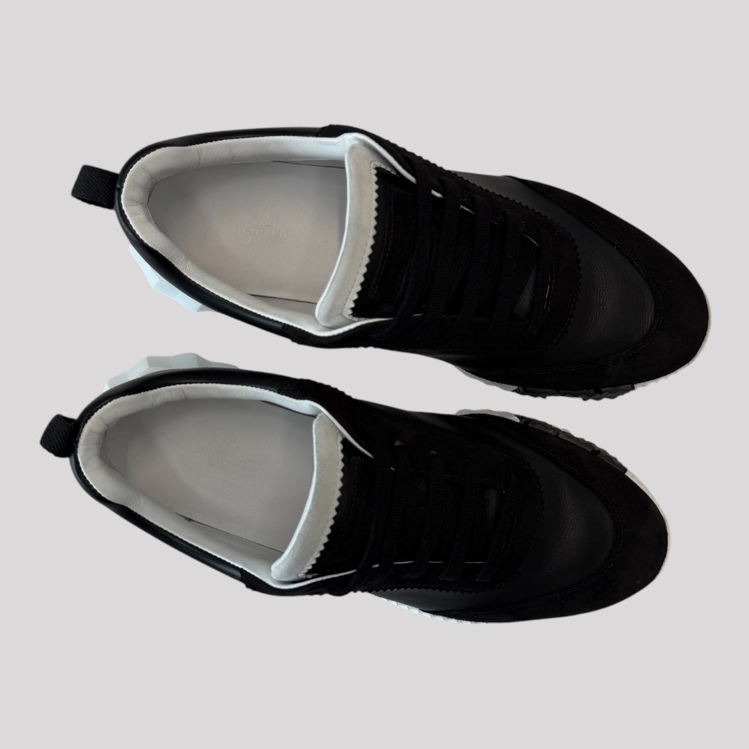 Hermes Suede Noir Bouncing Sneaker