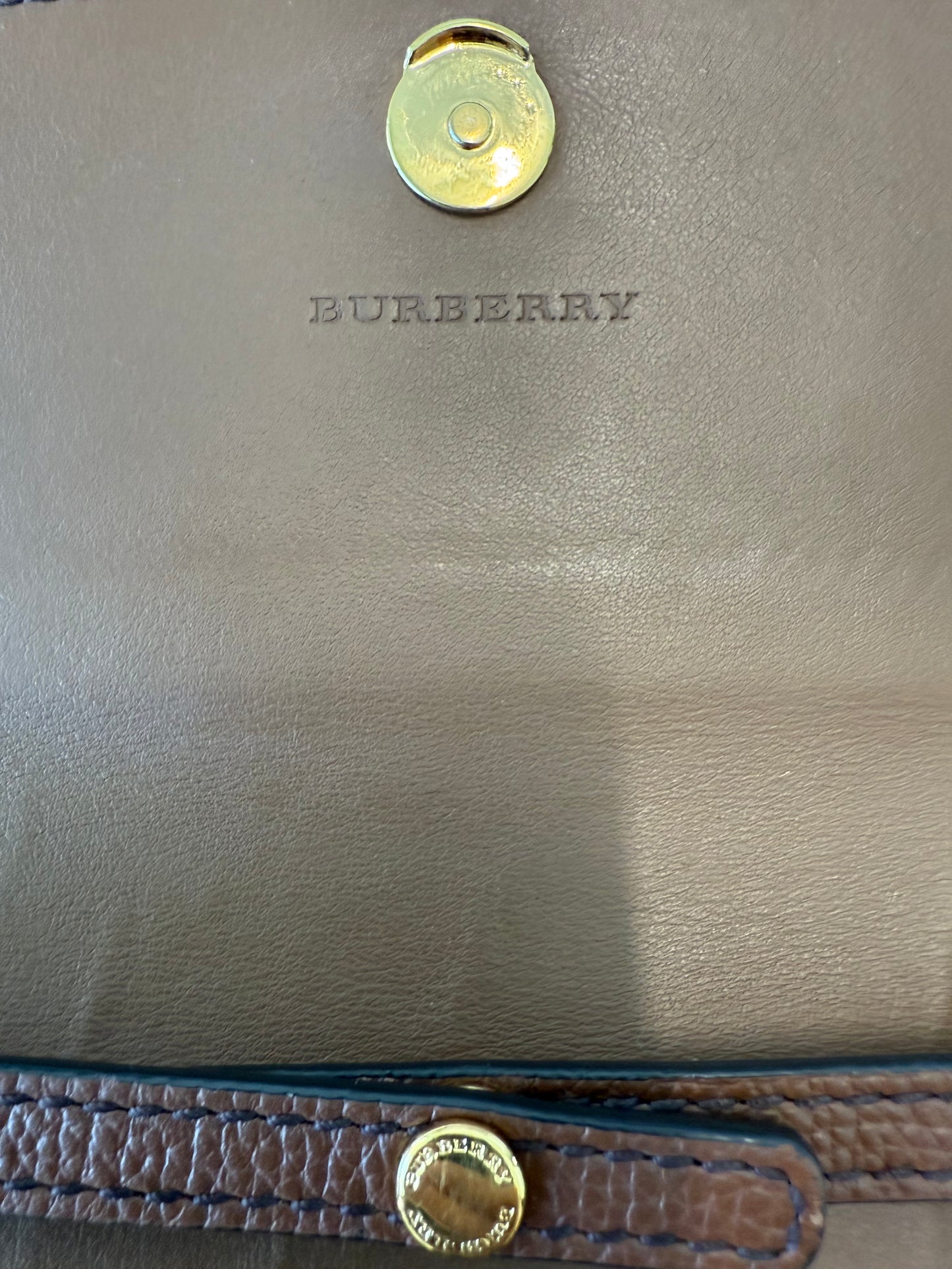 Burberry Derby Calfskin House Check Henley Wallet On Chain