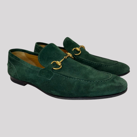 Gucci Jordaan Horsebit Suede Loafers