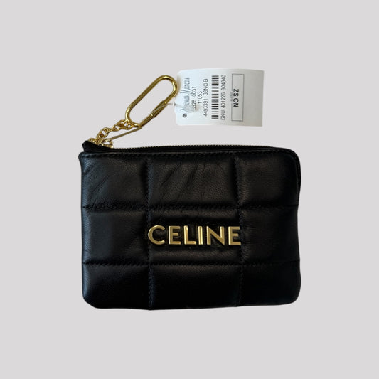 Celine Matelasse Monochrome Quilted Coin Card Pouch