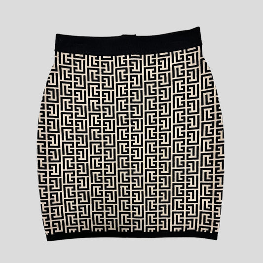 Balmain Monogrammed Knit Skirt
